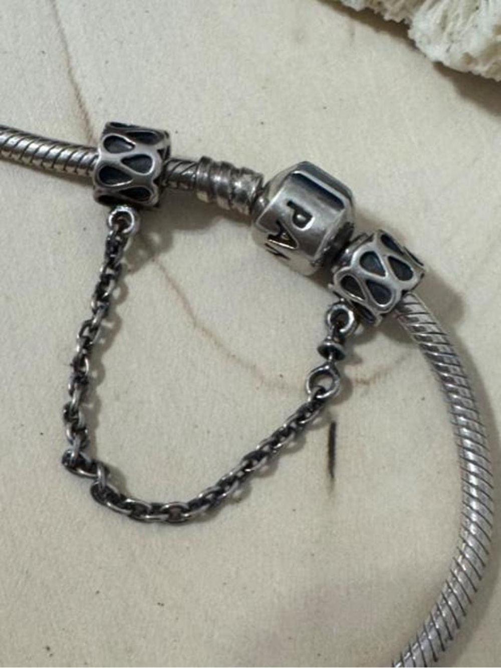 Pandora Retired 925 Sterling Silver Raindrop Safety Chain Charm 790315-05